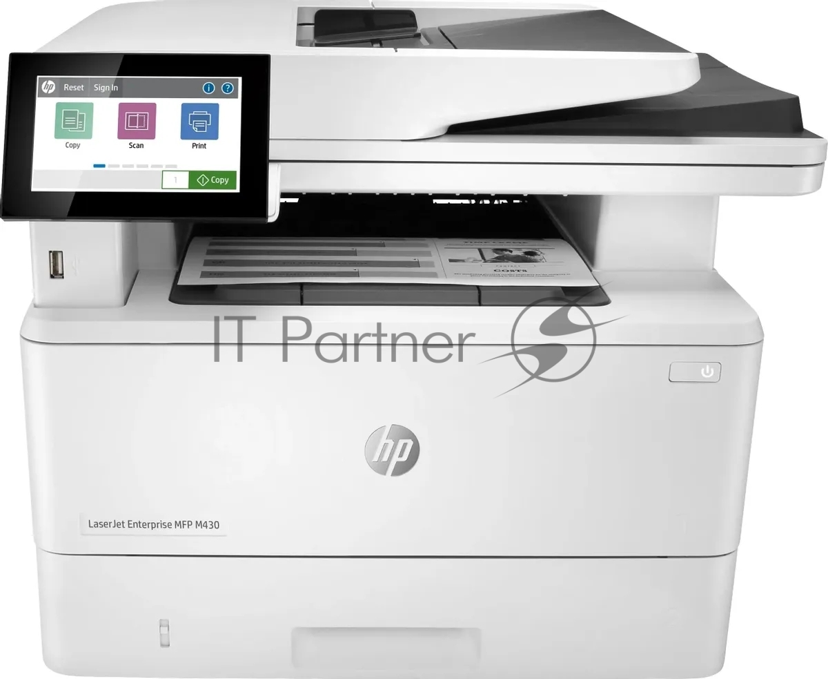 МФУ лазерное HP LaserJet Enterprise M430f (3PZ55A), A4, ч/б, печ. до 40 стр/мин., скан. до 29 стр/мин., 1200 x 1200 dpi (печать) 600x600dpi (скан), USB, RJ-45, Air Print, Mopria