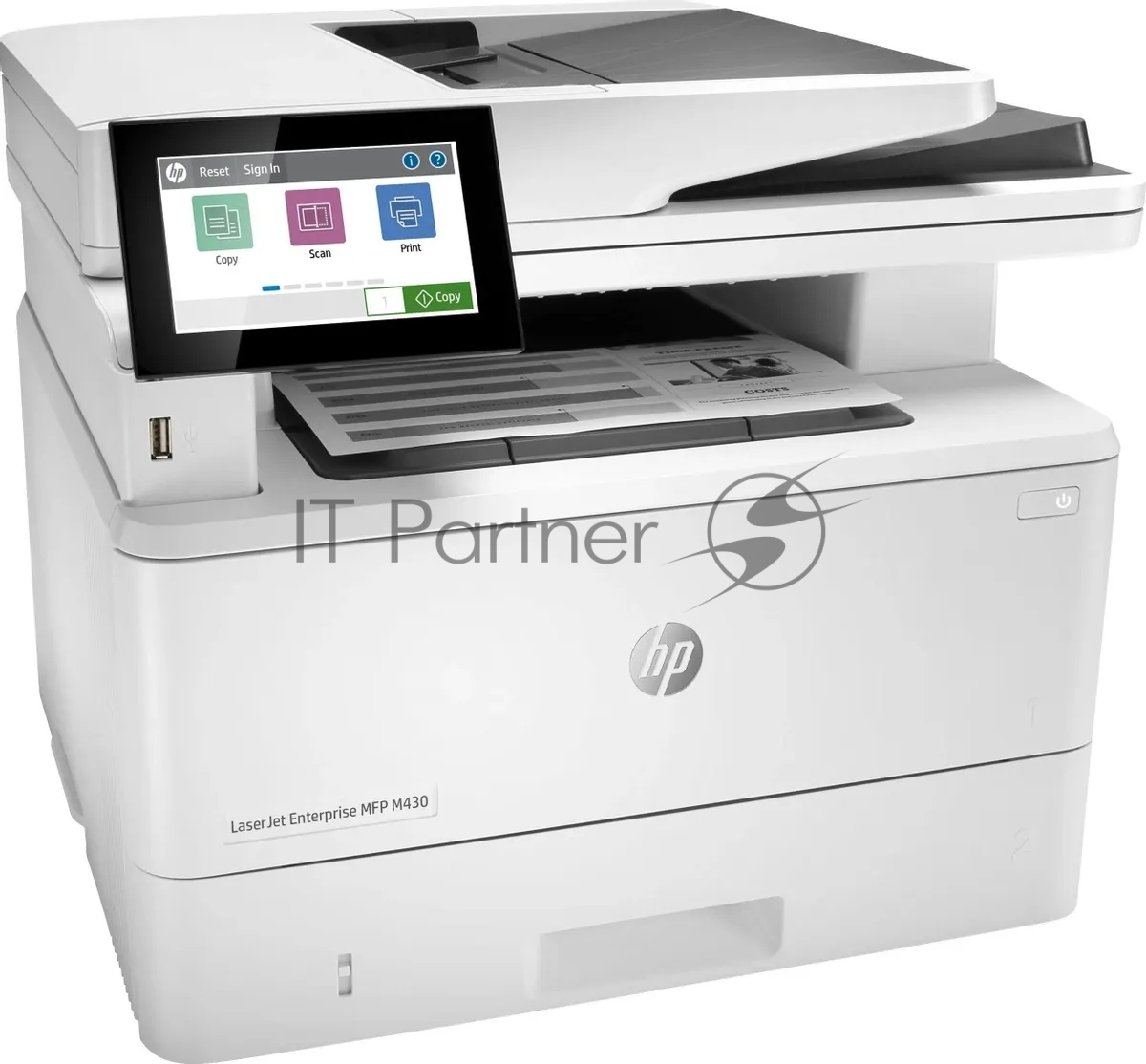 МФУ лазерное HP LaserJet Enterprise M430f (3PZ55A), A4, ч/б, печ. до 40 стр/мин., скан. до 29 стр/мин., 1200 x 1200 dpi (печать) 600x600dpi (скан), USB, RJ-45, Air Print, Mopria