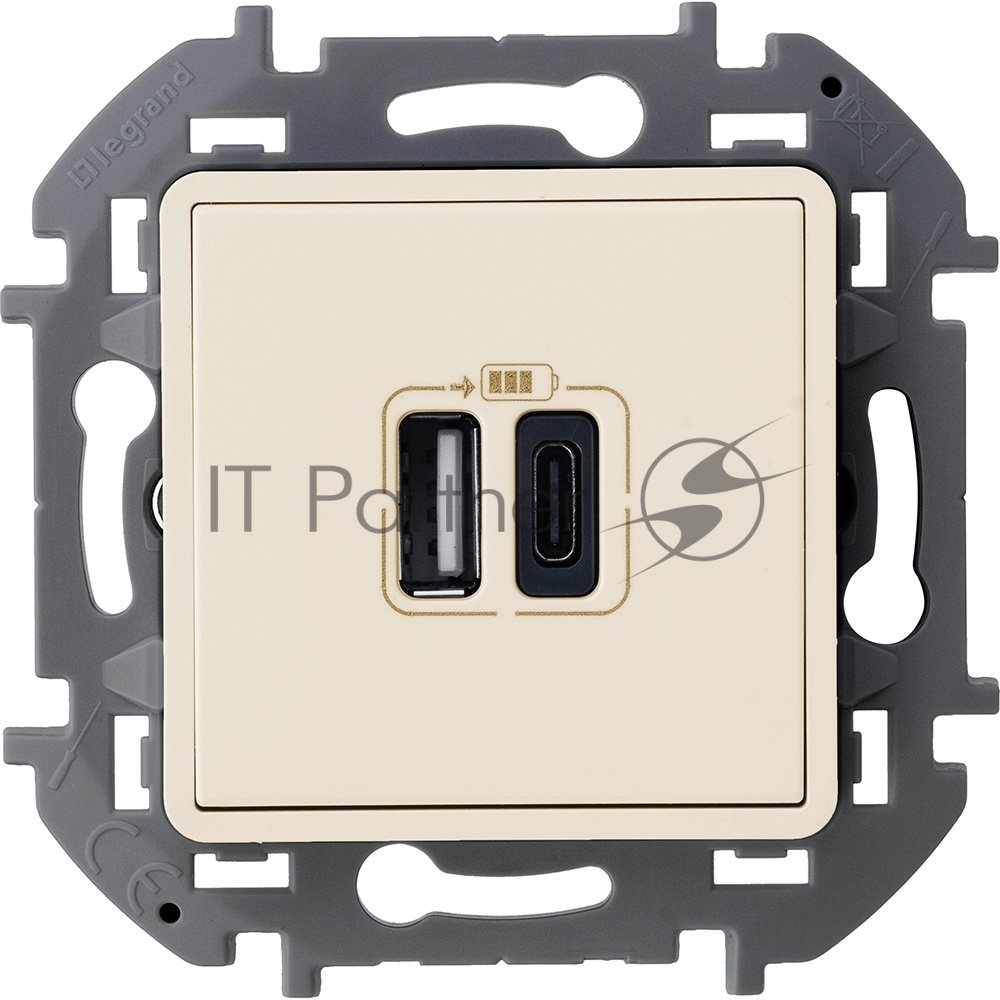 Зарядное устройство 2 разъема Legrand Inspiria USB A-C 240В/5В 3000мА слоновая кость
