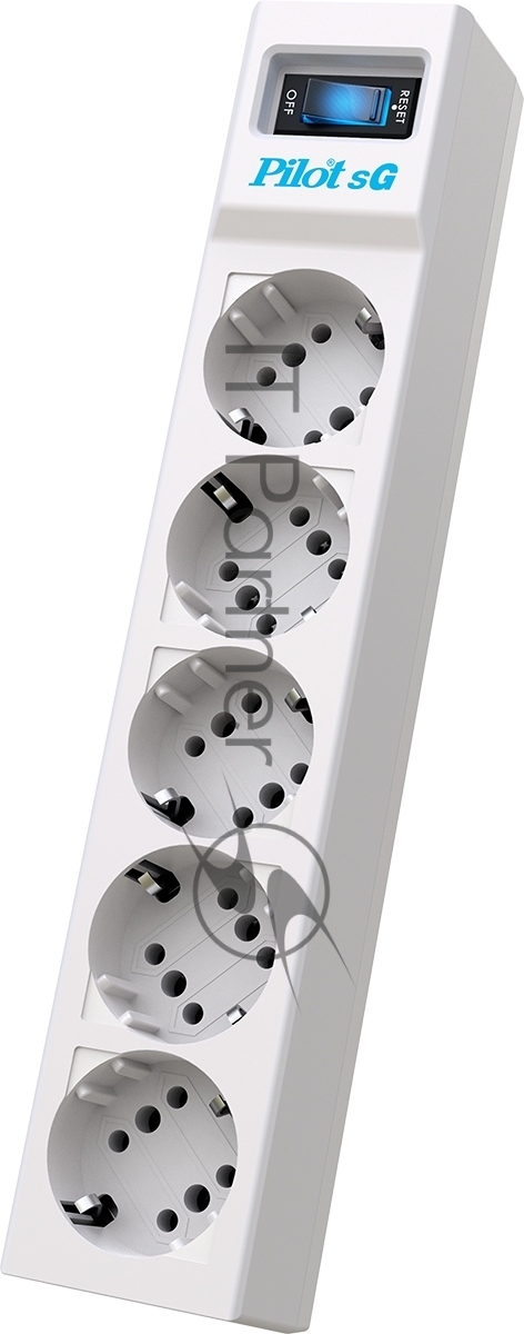 Сетевой фильтр ZIS PILOT Surge protector Pilot SG5 5 outlets (GP), 10A/2.2kVt, automatic circuit-breaker, 3 m