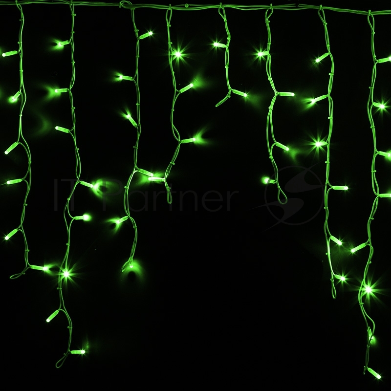 Гирлянда Neon-night Айсикл (бахрома) светодиодный, 5,6 х 0,9 м, белый провод "каучук", 230 В, диоды зеленые, 240 LED