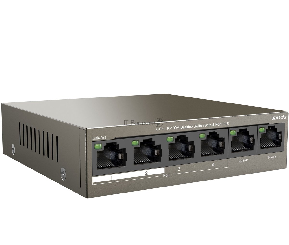 Коммутатор Tenda TEF1106P-4-63W, 4×100 Мбит/с PoE + 2×100 Мбит/с Uplink, неуправляемый