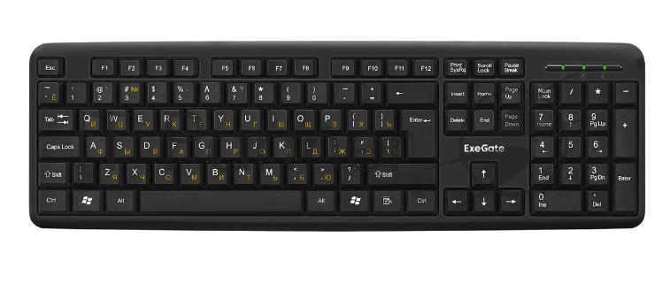 Exegate EX287138RUS Клавиатура ExeGate LY-405 (USB, 105кл., Enter большой, шнур 1,5м, черная, Color box)
