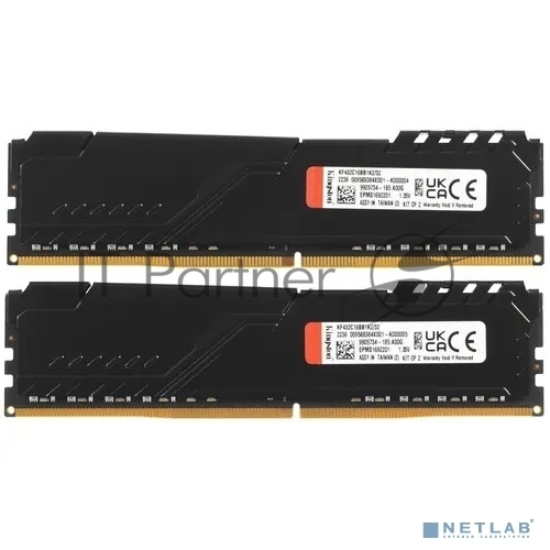 Оперативная память Kingston Fury Beast, DDR4, 32GB (2x16GB), 3200MHz, CL16, DIMM, с радиатором, черный