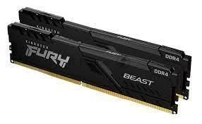 Оперативная память Kingston Fury Beast, DDR4, 16GB (2x8GB), 3200MHz, CL16, DIMM, с радиатором, черный