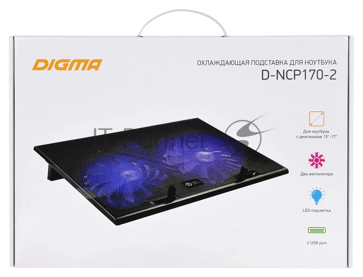 Подставка для ноутбука Digma D-NCP170-2 17"390x270x27мм 2xUSB 2x 150ммFAN 600г черный