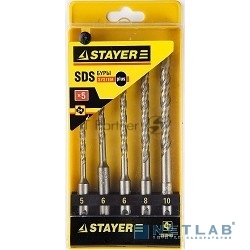Набор буров STAYER PROFI 2930-H5 по бетону, хвостовик "SDS-Plus", 5х110; 6х110; 6х160; 8х160; 10х160мм; 5шт