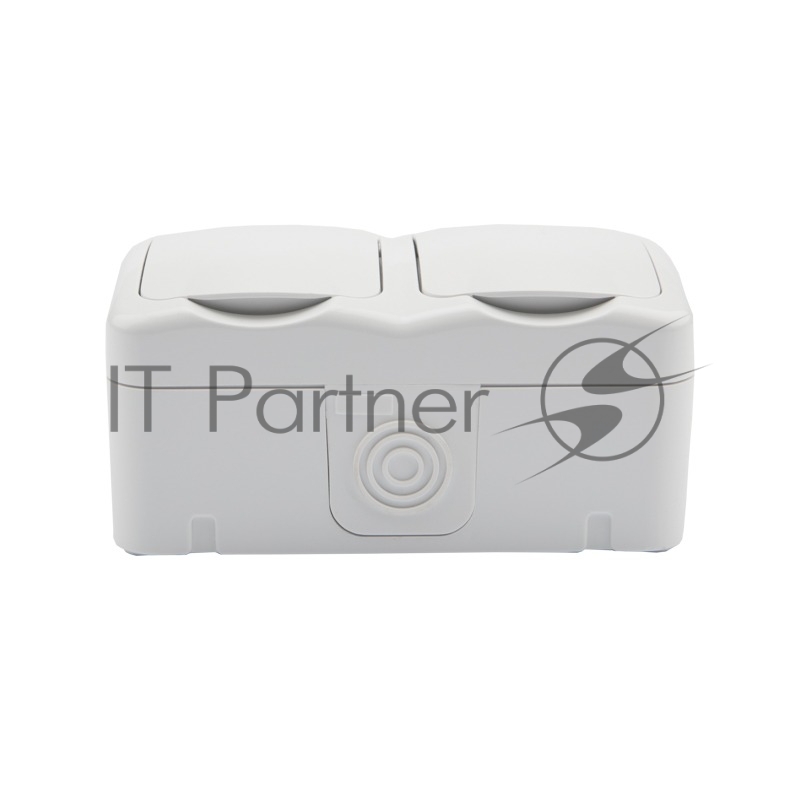 Блок из 2 розеток горизонтальный Kranz Mini OG открытой установки с заземлением, IP54 белый