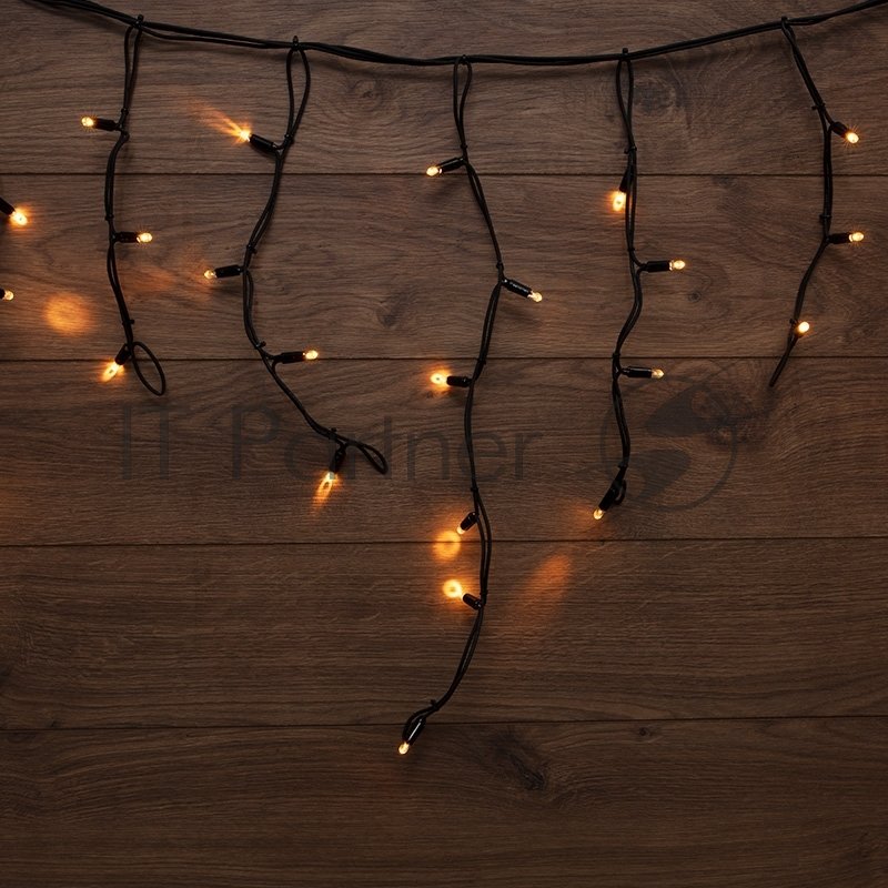 Гирлянда Neon-night Айсикл (Бахрома) светодиодная 5х0,7 м, 152 LED, черный провод каучук, теплое белое свечение