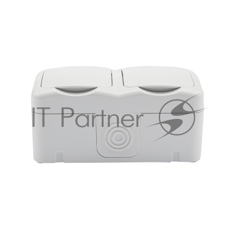Блок из 2 розеток горизонтальный Kranz Mini OG открытой установки с заземлением, IP54 белый