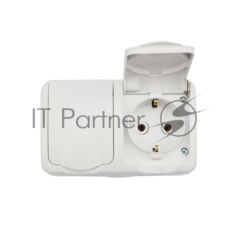 Блок из 2 розеток горизонтальный Kranz Mini OG открытой установки с заземлением, IP54 белый