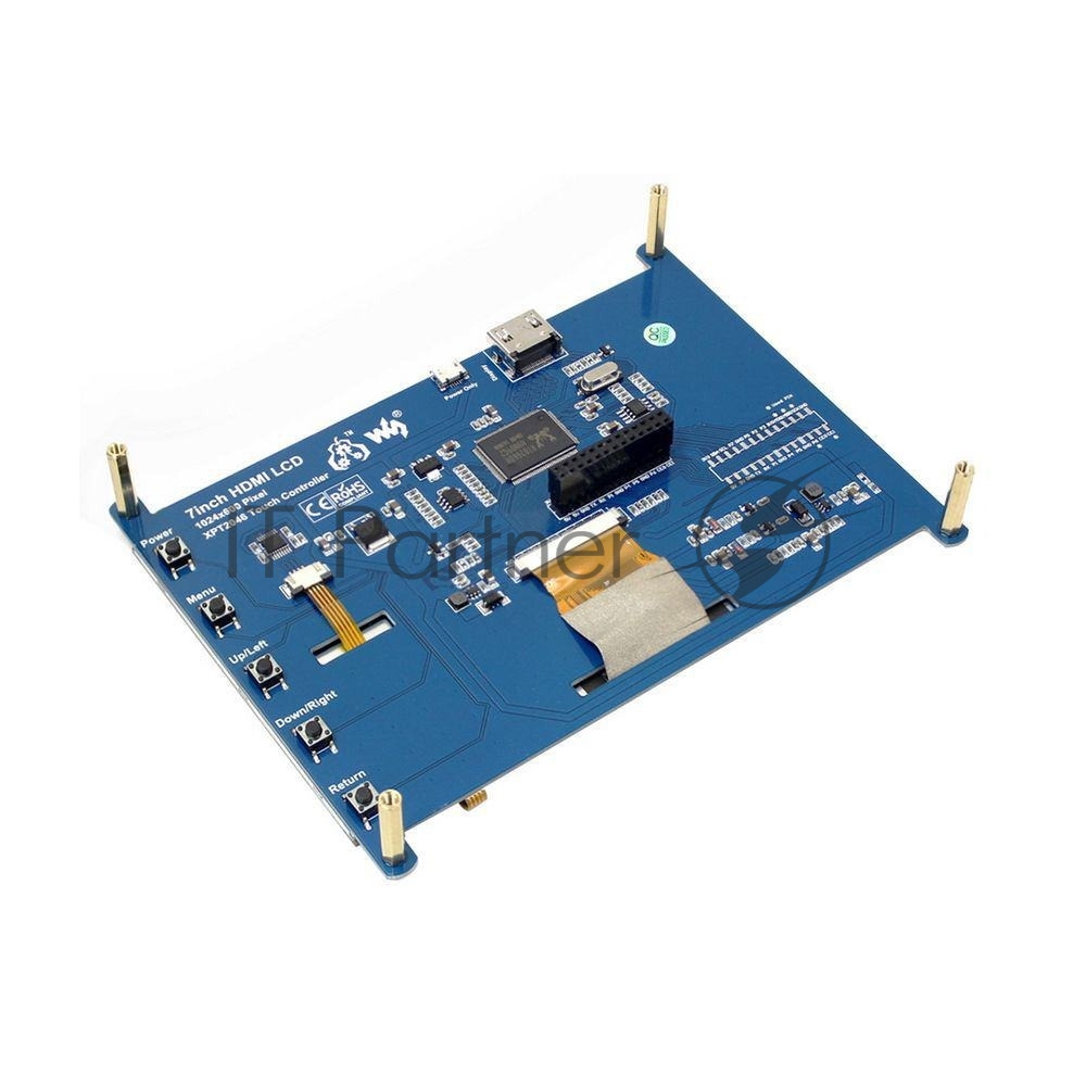 ACD Модуль дисплея ACD18-RA418 Waveshare 7" резистивный сенсорный дисплей без корпуса, 1024*600 IPS матрица, вход HDMI, питание по USB, для Raspberry Pi
