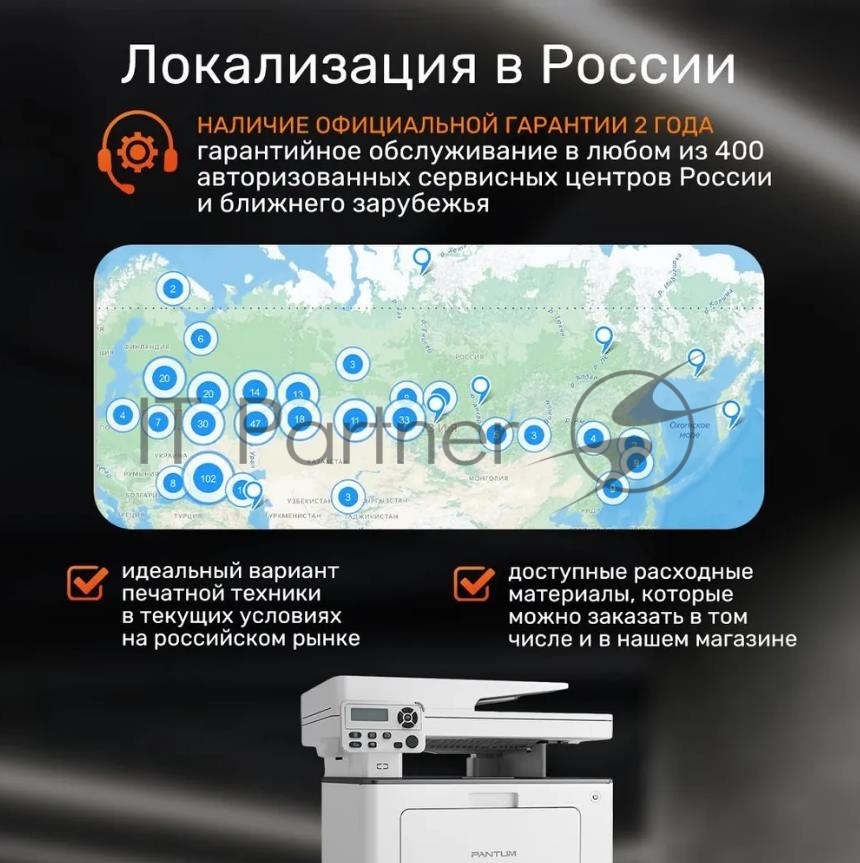 МФУ лазерное Pantum BM5100ADW, A4, ч/б, печ. до 40 стр/мин., скан. до 24 стр/мин., 1200x1200dpi, USB, RJ-45, Wi-Fi, проектная модель