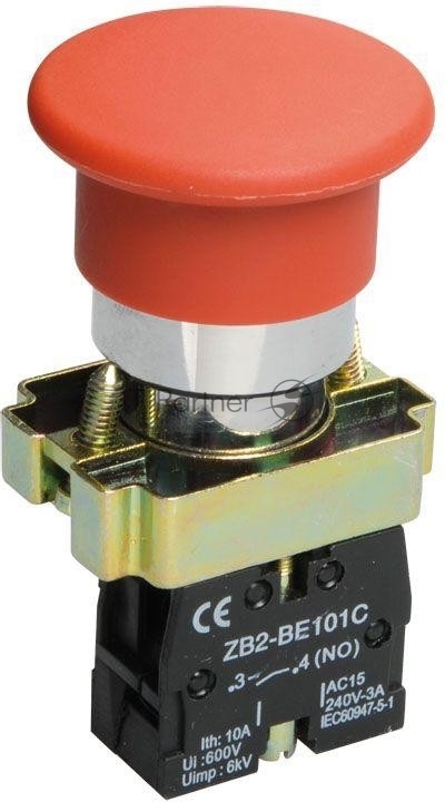 Кнопка управления IEK LAY5 LAY5-BC41 Грибок без подсветки красная 1з
