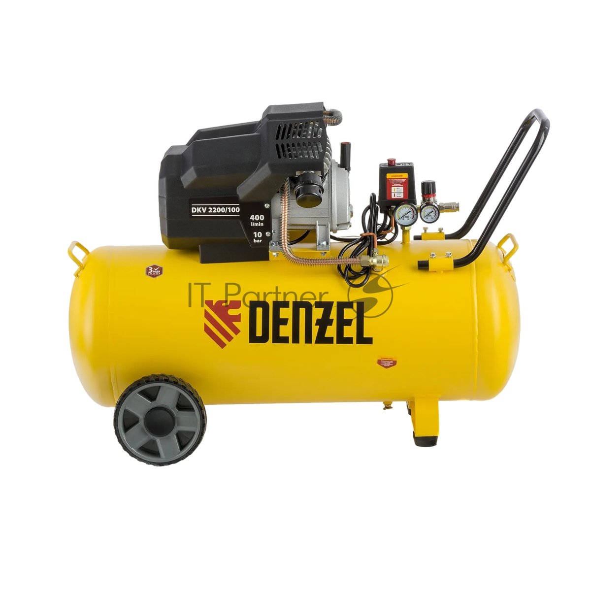 Компрессор воздушный Denzel DKV2200/100,Х-PRO (58079) 2.2 кВт, 400 л/мин, 100л