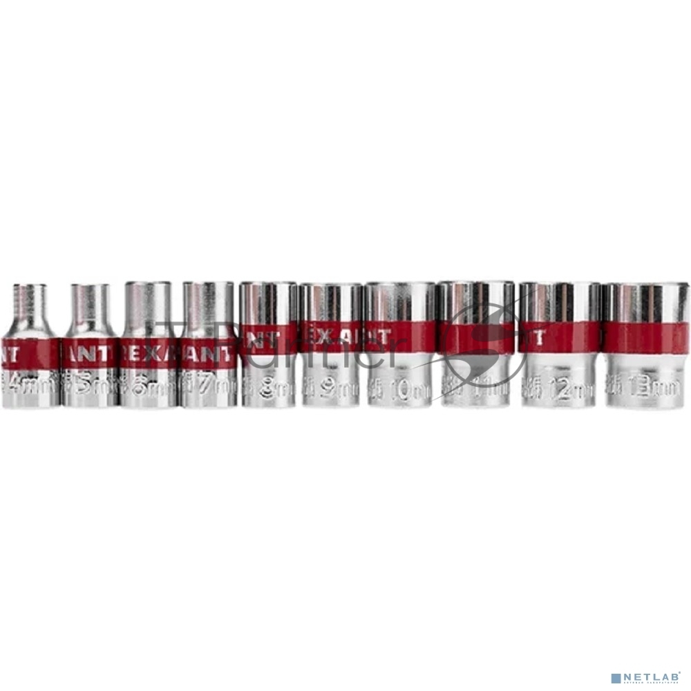 Rexant (12-8316) Набор торцевых головок 1/4, шестигранные, CrV, 10 шт., 4-13мм