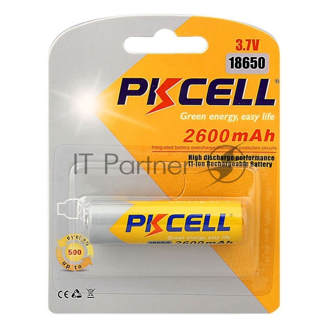 Литий-ионный аккумулятор PKCELL 18650 2600-1B тип - 18650 1 шт в блистере, без защиты