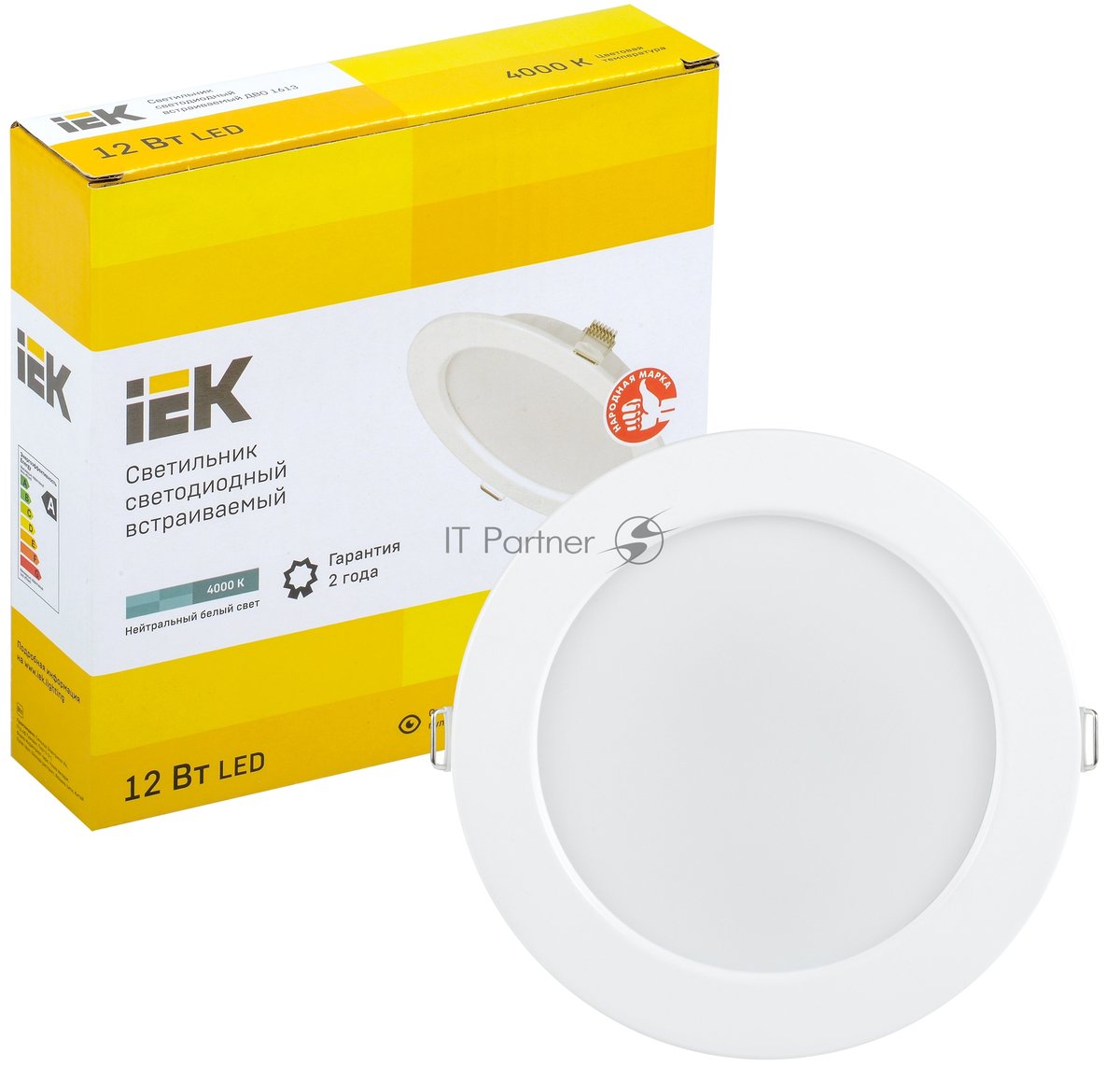 Светильник IEK LDVO0-1613-12-4000-K01 LED ДВО 1613 белый круг 12Вт 4000К IP20 пластик. корпус, диам 145 мм