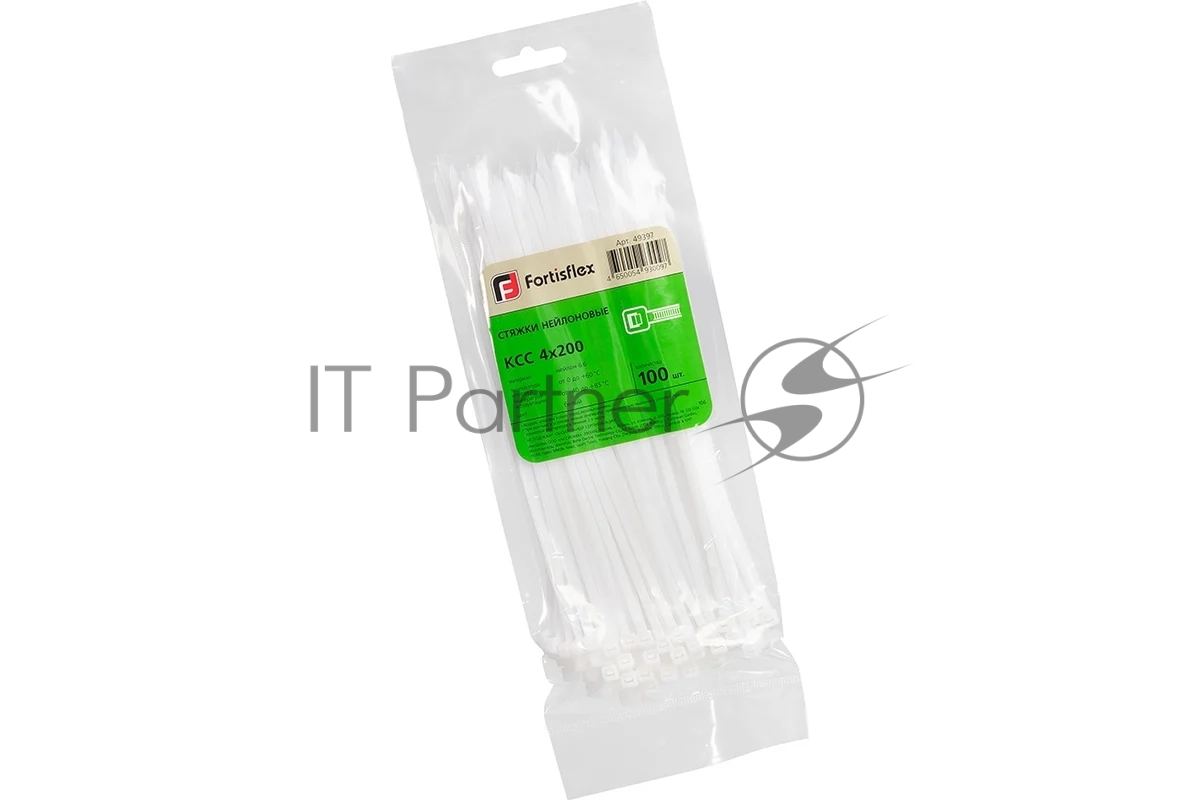 <110656> Стяжки нейлоновые Fortisflex КСС 4х200 (бел) (100шт) [49397_fortisflex]