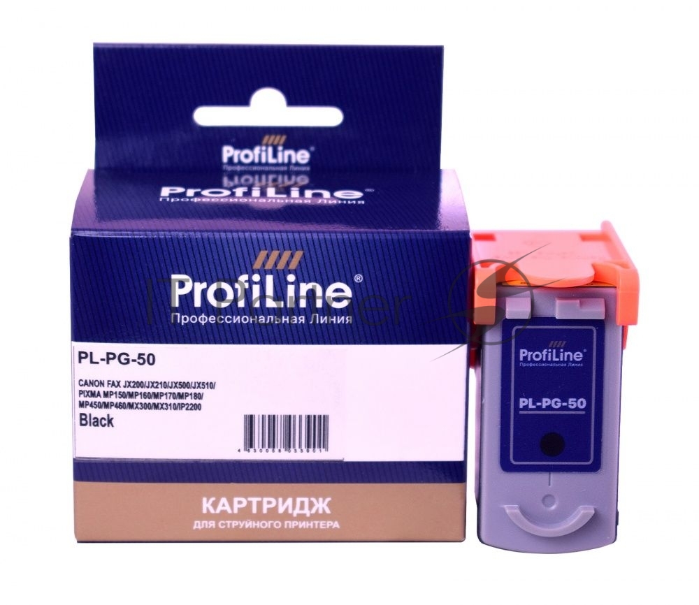 Картридж струйный ProfiLine PL-PG-50 для принтеров Canon FAX JX200/JX210/JX500/JX510/PIXMA MP150/MP160/MP170/MP180/MP450/MP460/MX300/MX310/IP2200 с чернилами Black
