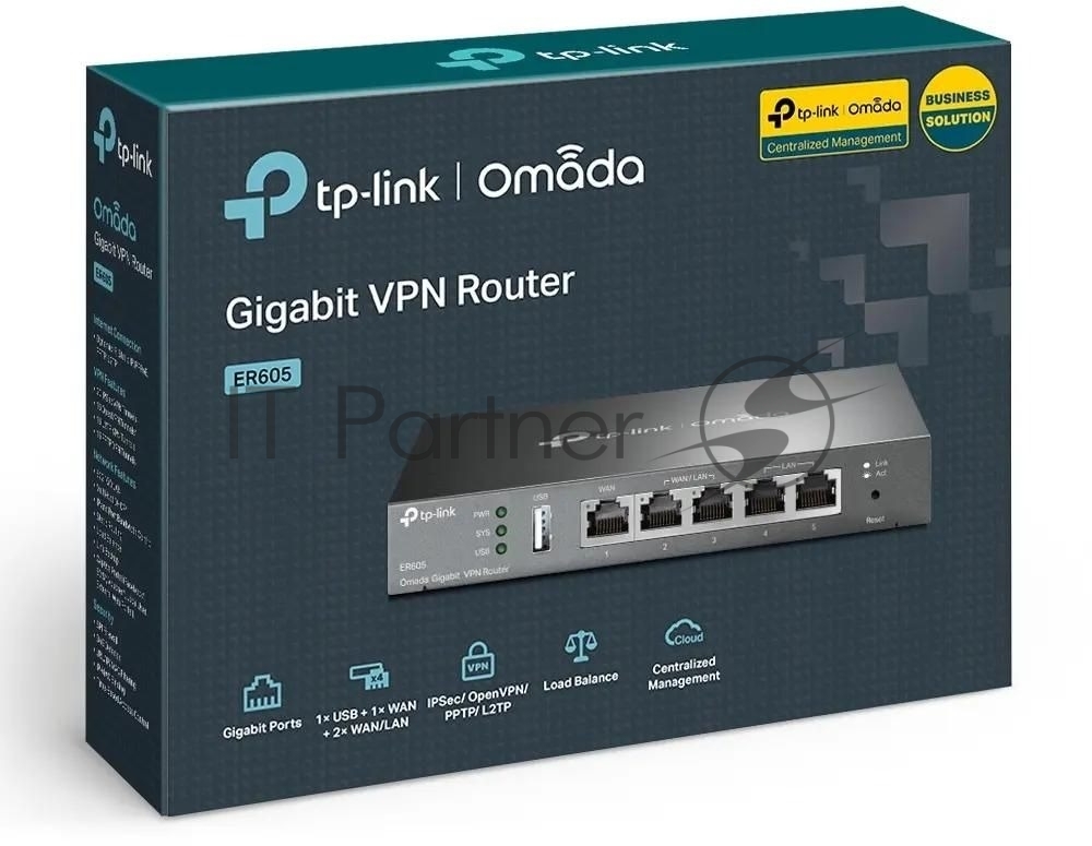 TP-Link SafeStream™ Gigabit Multi-WAN VPN Router . PORT: 1× Gigabit RJ45 WAN Port, 3× Gigabit RJ45 WAN/LAN Ports, 1× Gigabit RJ45 LAN Port. FEATURE: Integration with Omada SDN Controller, Support 20 IPsec VPN Tunnels, 16 PPTP/L2TP VPN Tunnels, 16 OpenVPN Tunnels, 25000 Concurrent Sessions, Load Balance, Link Backup, Policy-based Firewall, Static Routing, Policy Routing, Multi-net DHCP, Guest Portal, VLAN (ER605)