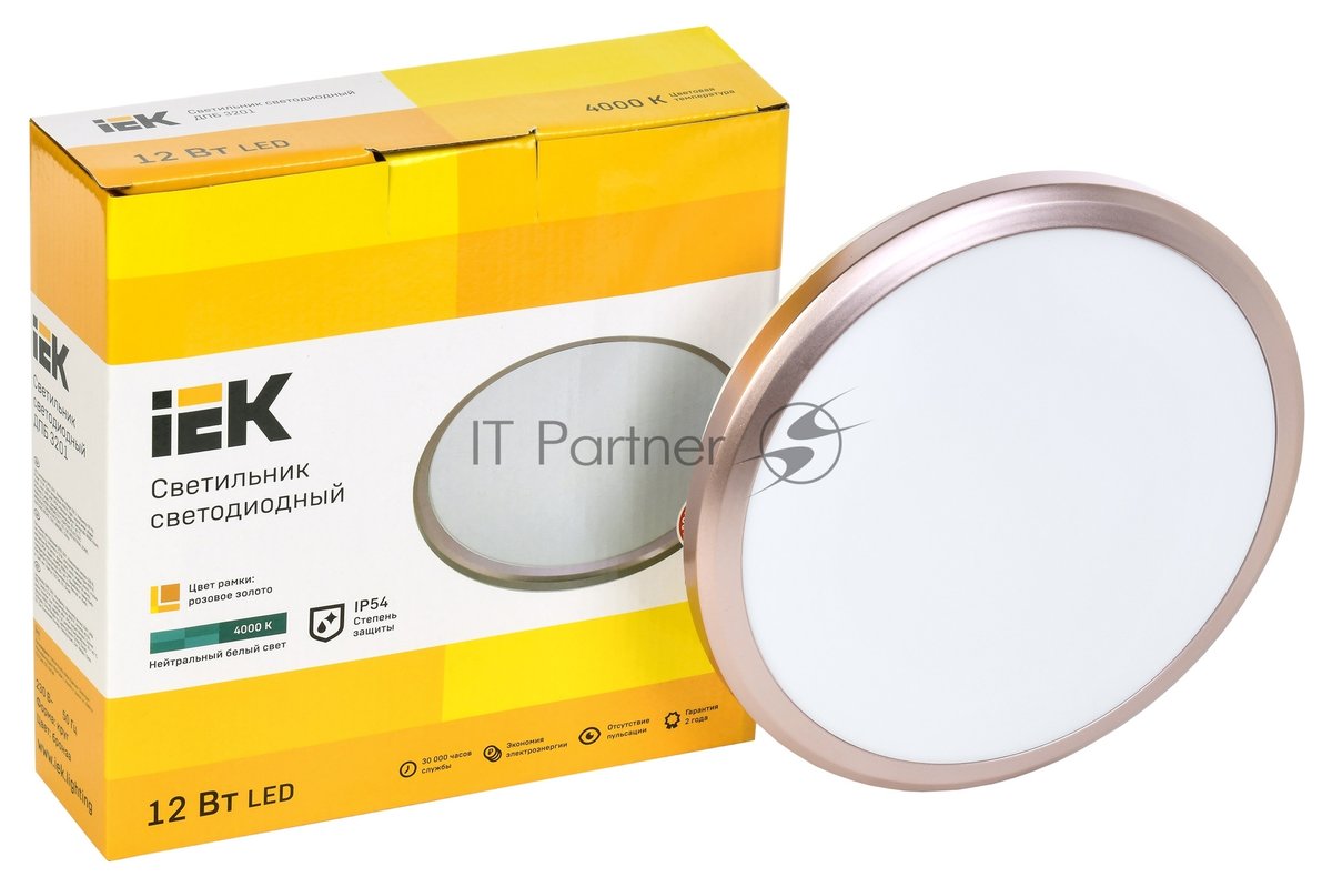 Светильник IEK LED ДПБ 3201 12Вт IP54 4000K круг розовое золото