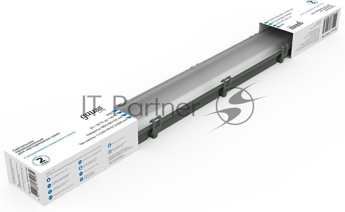 Светильник линейный Gauss СПП-Т8-G13 LITE 220-230V IP65 665x60x55мм для LED ламп 1х600мм 1/16