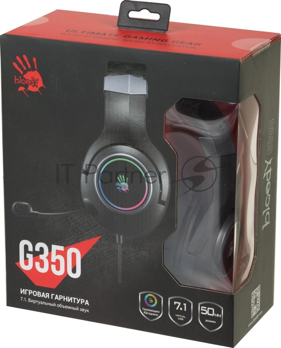 Гарнитура Bloody G350 чёрный, проводная, USB, подсветка