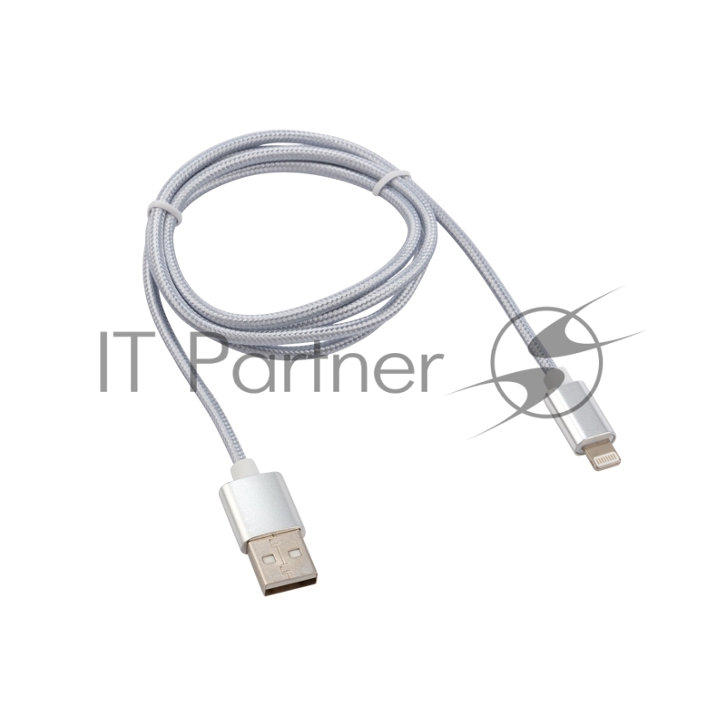 Кабель Rexant USB-Lightning 1 м, серебристая нейлоновая оплетка