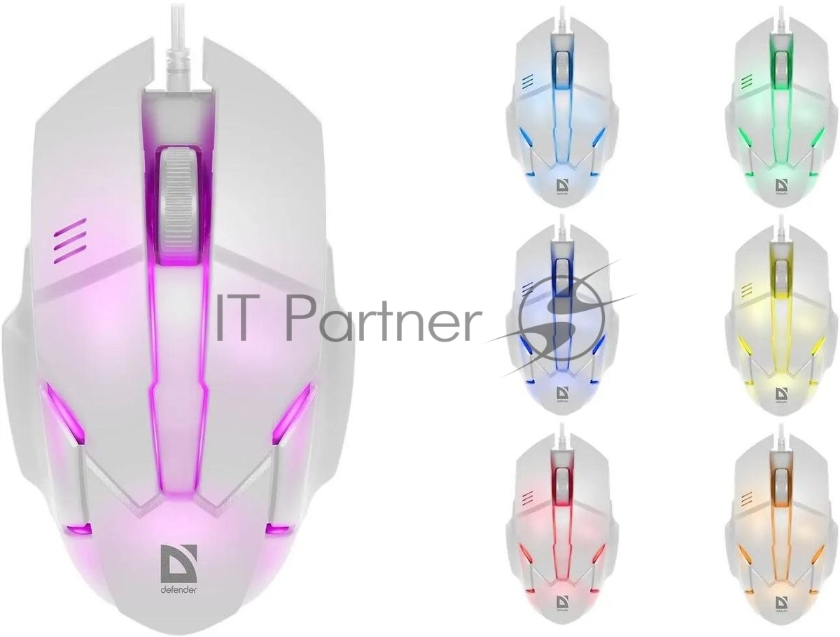 Defender Host MB-982 [52983] { Проводная оптическая мышь, 7 цветов,1000 dpi, белый  }