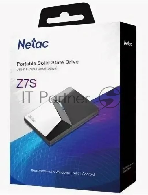 Внешний SSD Netac Z7S, 2TB, USB 3.2 Gen 1 Type-A, R/W 550/480, черный