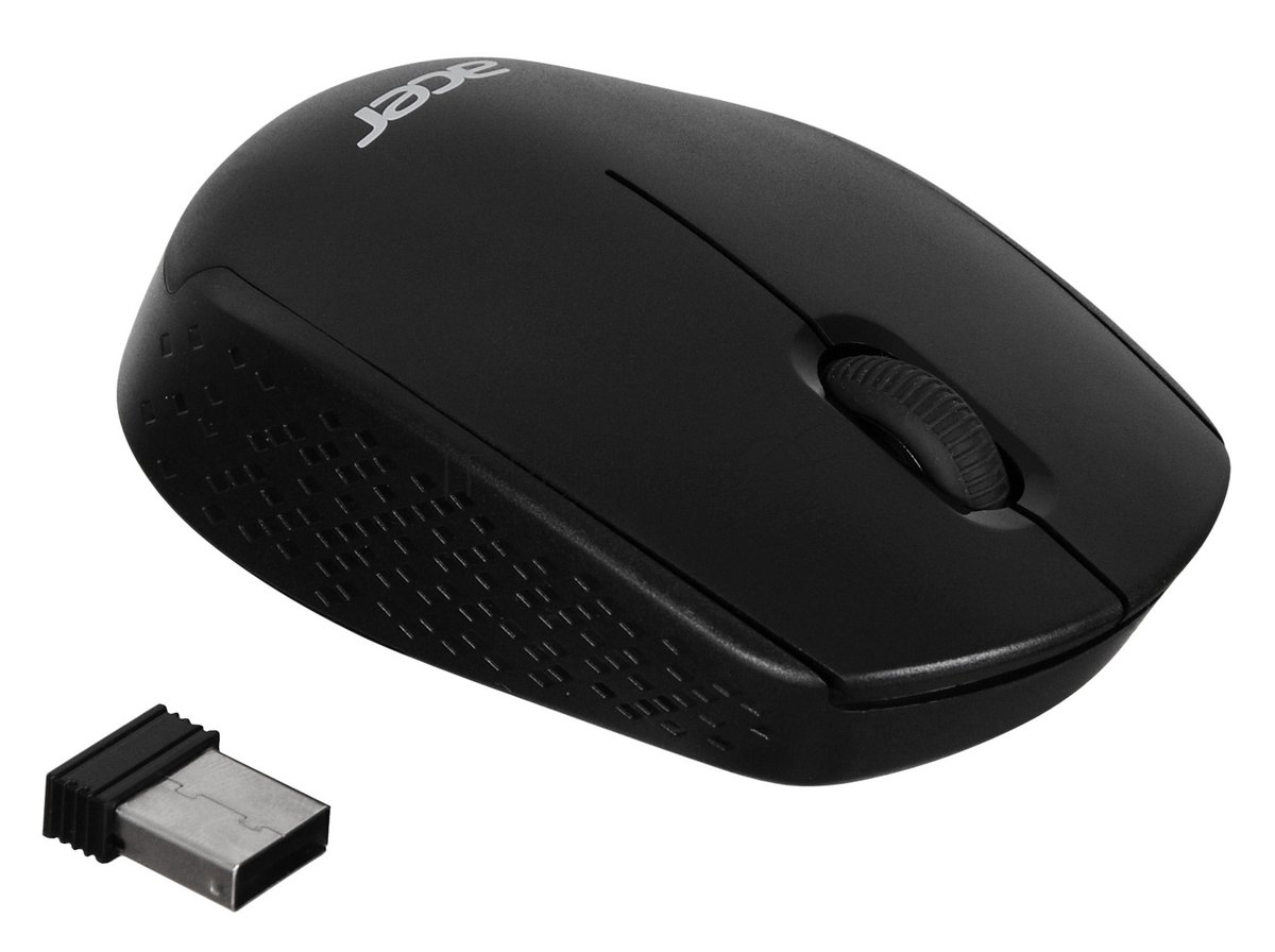 Мышь беспроводная Acer OMR020 черный, 1200 dpi, радиоканал, USB, кнопки - 3