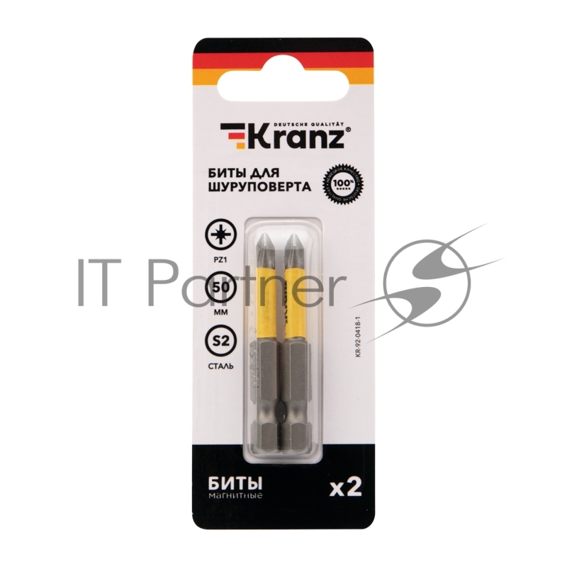 Бита для шуруповерта Kranz PZ1х50 мм (2 шт./уп.)