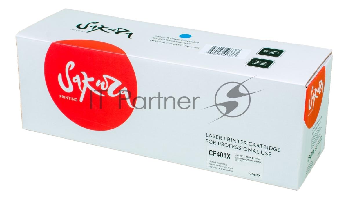 Картридж лазерный Sakura CF401X для HP Color LaserJet Pro M252n/M252dn/MFP277dw/277n, синий, 2300 к.