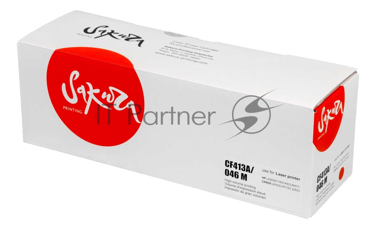 Картридж Sakura CF413A/046M для HP и Canon, пурпурный, 2300 к.