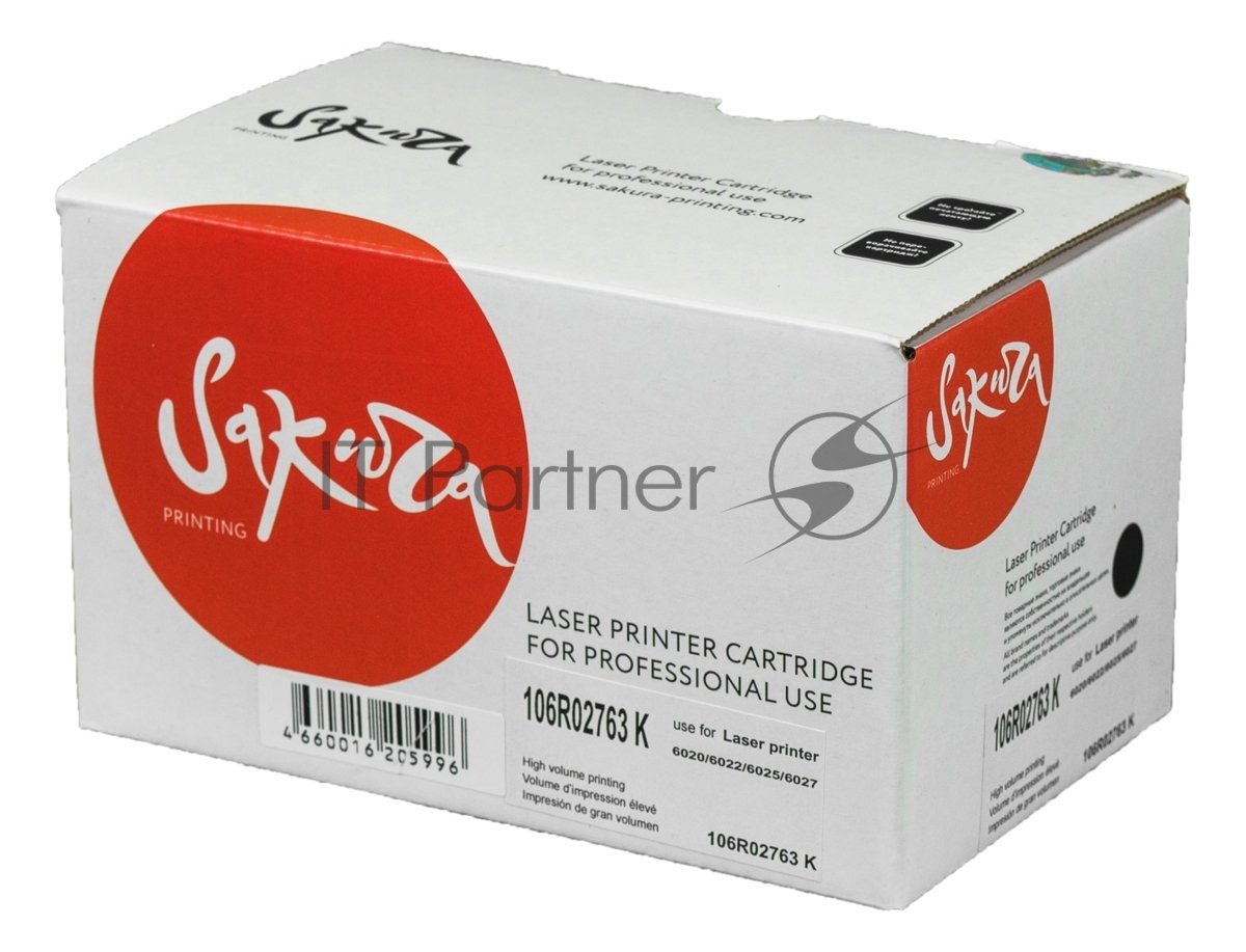 Картридж лазерный Sakura 106R02763 для Xerox WorkCentre 6027, WorkCentre 6025, Phaser 6022, Phaser 6020, черный, 2000 к.