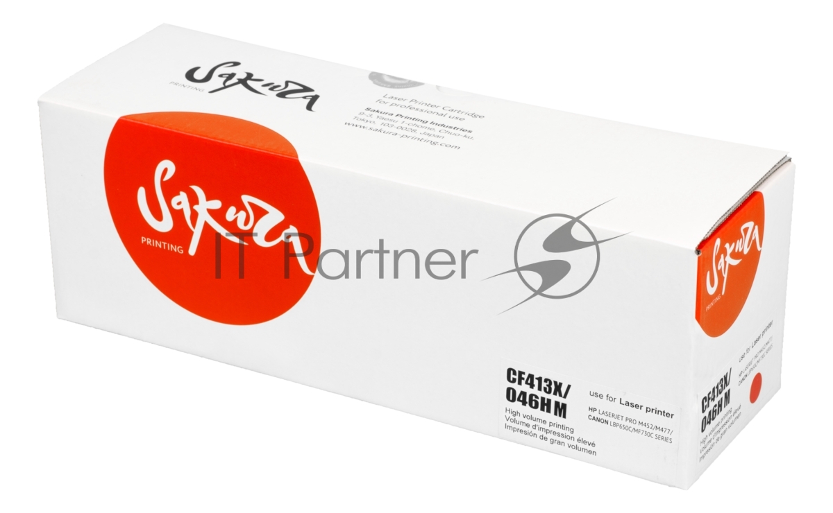 Картридж Sakura CF413X/046HM для HP и Canon, пурпурный, 5000 к.
