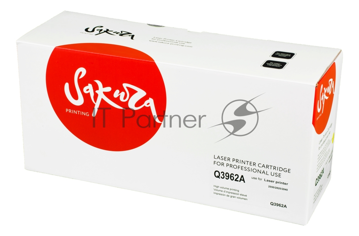 Картридж лазерный Sakura Q3962A для HP LJ 2550/2550L/2550LN/2550N/2820/2840/3000/3000DN/3000DTN/3000N, желтый 4000 к.