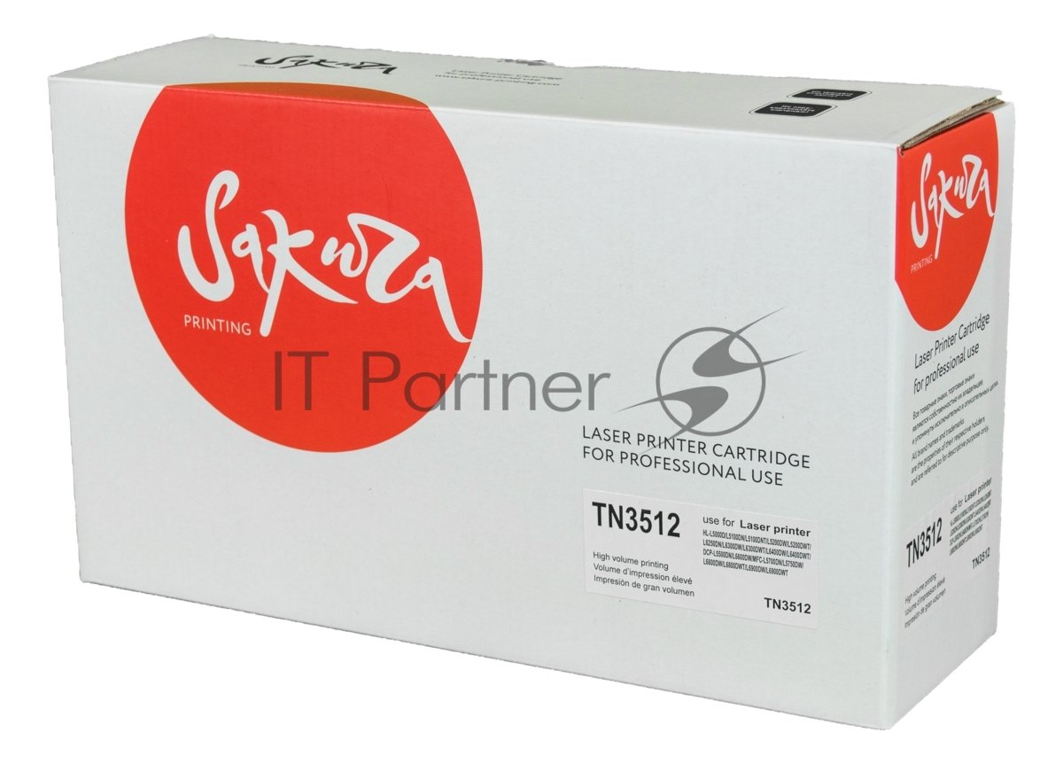 Картридж лазерный Sakura TN3512 для Brother HL-L6250DN, HL-L6300DW, HL-L6300DWT, HL-L6400DW, HL-L6400DWT, DCP-L6600DW, MFC-L6800DW, MFC-L6800DWT, MFC-L6900DW, MFC-L6900DWT, черный, 12 000 к.