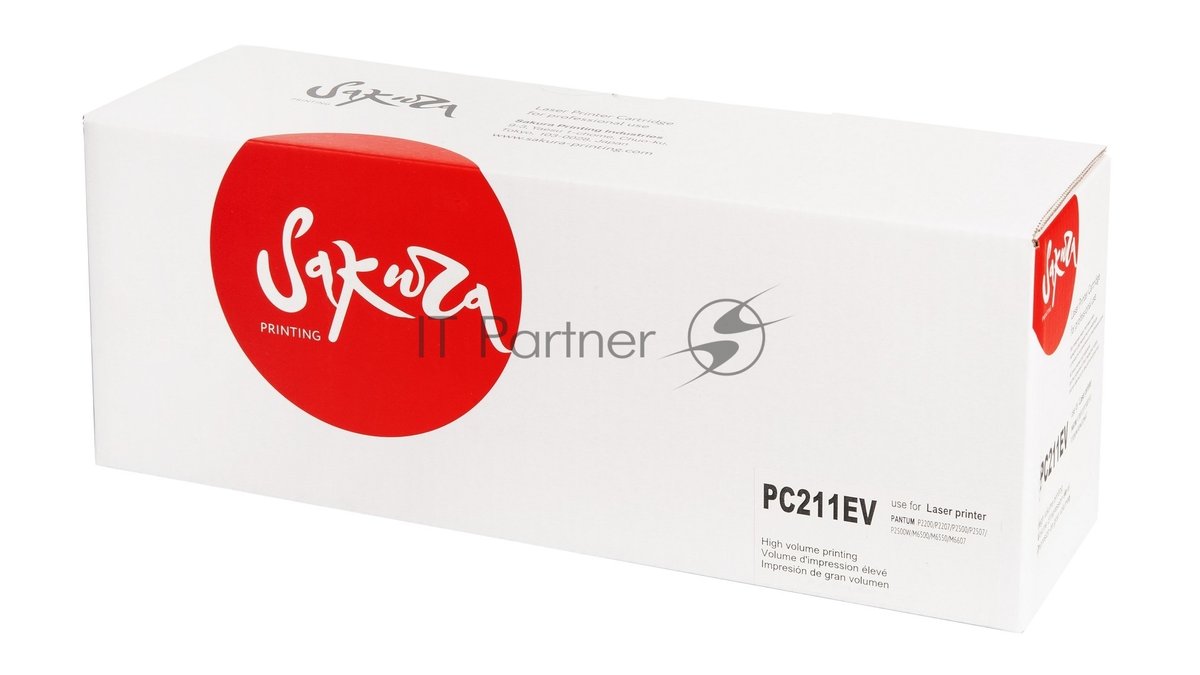 Картридж Sakura PC211EV для Pantum P2200, P2500, M6500/M6600, черный, 1 600 к.