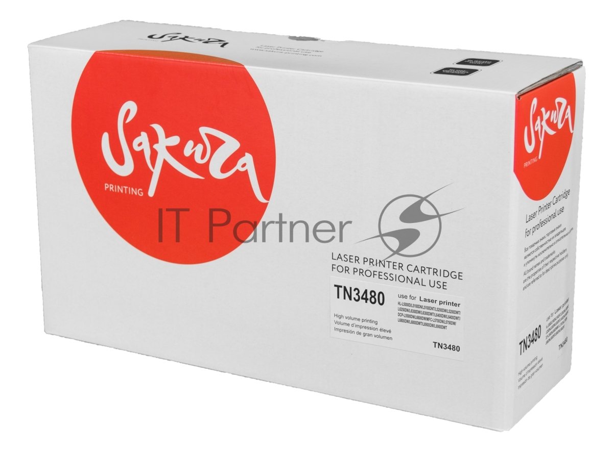 Картридж лазерный Sakura TN3480 для Brother HL-L5000, HL-L5100, HL-L5200, HL-L6250, HL-L6300, HL-L6400, DCP-L5500DN, DCP-L6600DW, MFC-L5700DN, MFC-L5750DW, MFC-L6800, MFC-L6900, черный, 8000 к.