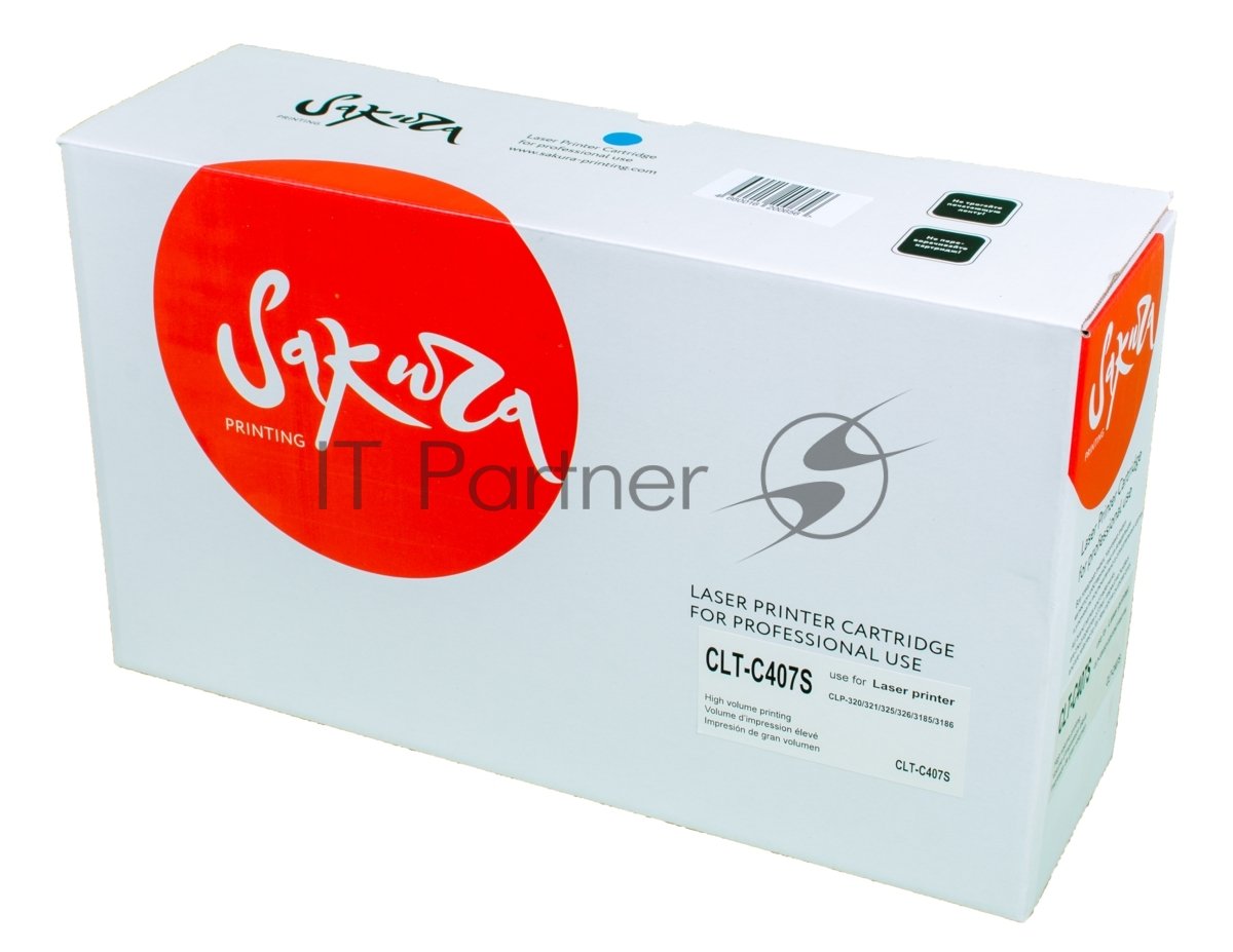 Картридж лазерный Sakura CLTC407S для Samsung CLP-320/325, CLX-3185, синий, 1000 к.