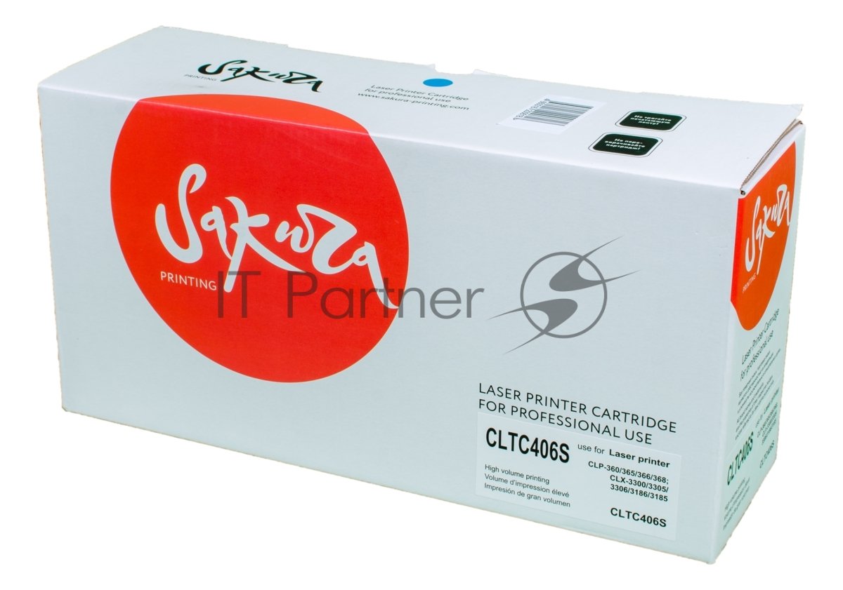 Картридж лазерный Sakura CLTC406S для Samsung CLP-360/365/365w, CLX-3300/3305/3305w/3305Fw/3305FN, Xpress C410/460, синий, 1000 к.