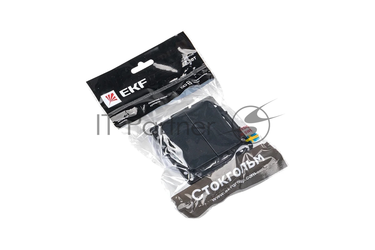 Механизм выключателя EKF EZV10-023-10 Стокгольм PROxima 2-кл. 10А, автоматические клеммы, черный