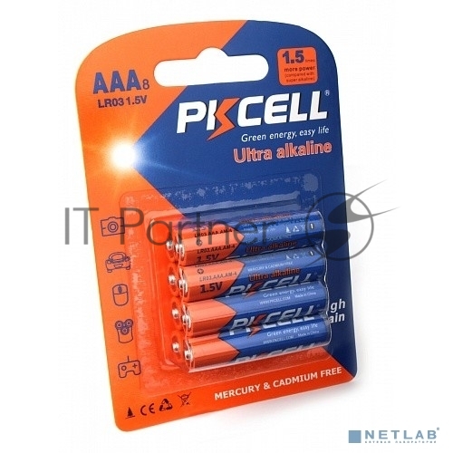 Щелочной/алкалиновый элемент питания PKCELL LR03-8B тип - AAА 8 шт в блистере