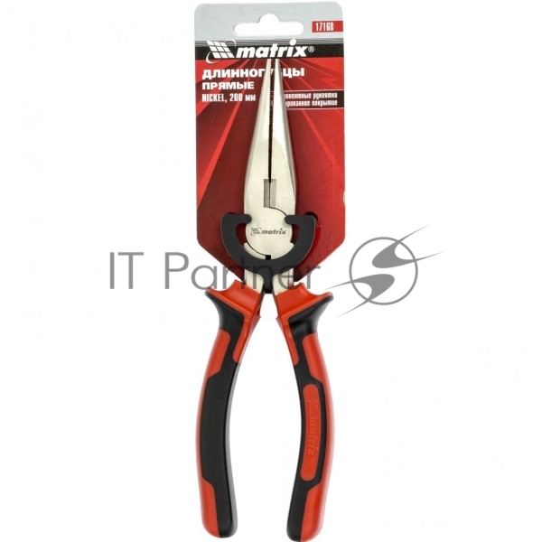 Длинногубцы Matrix NICKEL 17168 200 мм, прямые никелированные, двухкомпонентные рукоятки