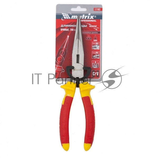 Длинногубцы прямые Matrix Insulated 17103 200 мм, двухкомпонентные рукоятки PROFESSIONAL