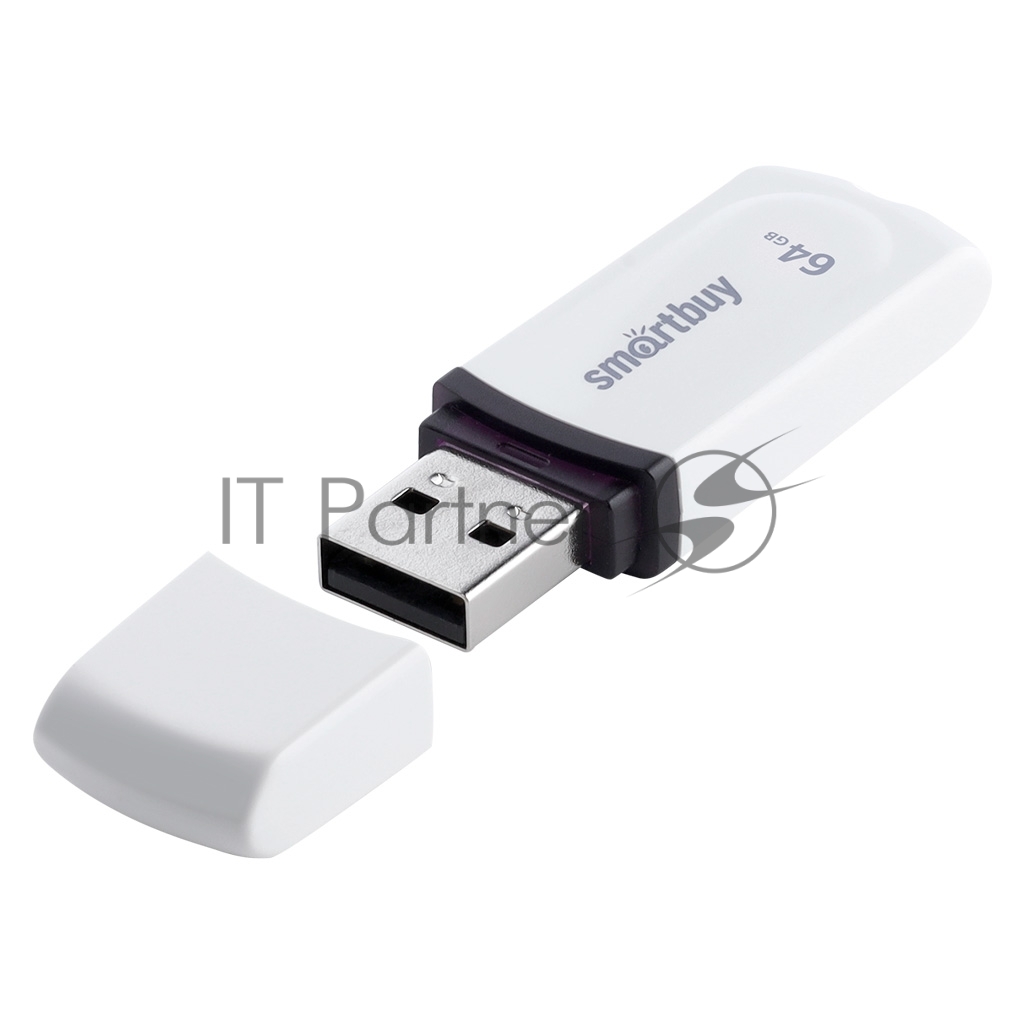 Флешка USB Smartbuy Paean white (SB64GBPN-W), 64Gb, USB 2.0, R/W 25/15, белый