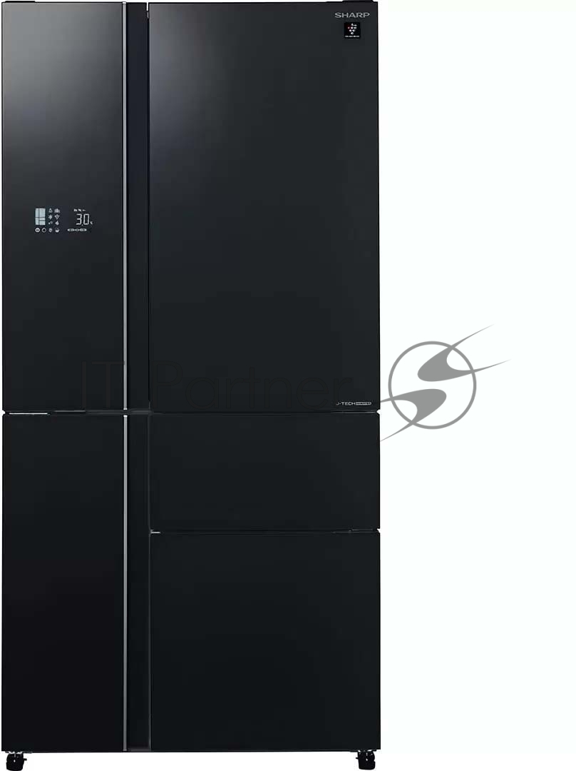 Холодильник Sharp SJWX99ABK черный четырехкамерный 423/227л морозилка снизу, No Frost, Side by Side
