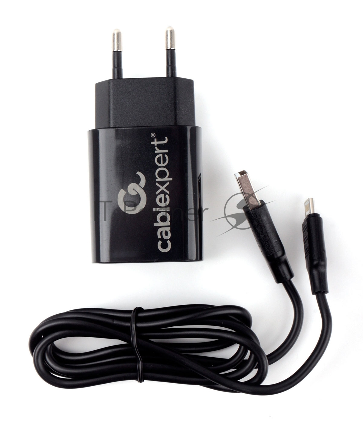 Сетевое зарядное устройство Cablexpert MP3A-PC-36 USB 2 порта, 2.4A, черный + кабель 1м lightning